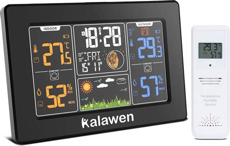 Kalawen Wetterstation mit Außensensor Innen und Außen Funkwetterstation