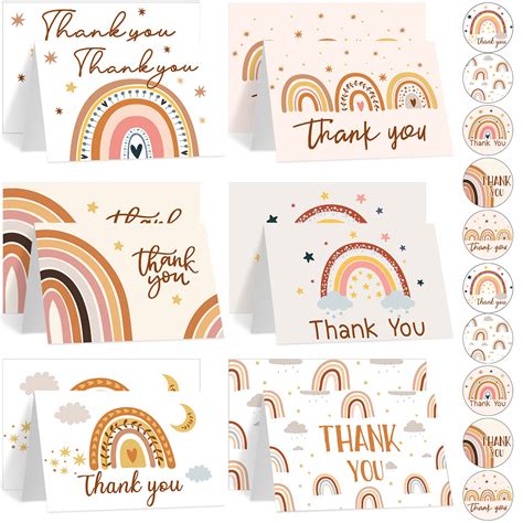 Buy Pieces Boho Rainbow Thank You Cards With Envelopes And Stickers