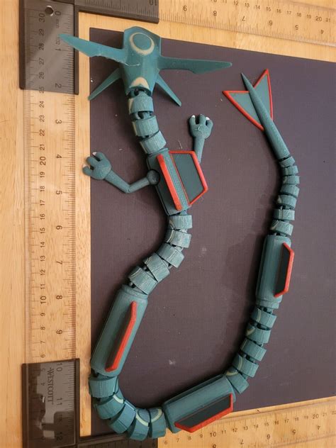 Articulated Pok Mon Rayquaza Dragon D Printed Fully Colored Yellow