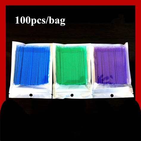 100 Pcs Disposable Micro Brushes Eyelash Wands Extensions Lint Free