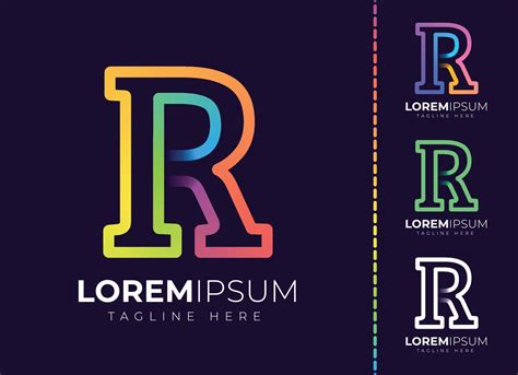 R Letter Initial Colorful Gradient Logo Modern Letter R Logo Design