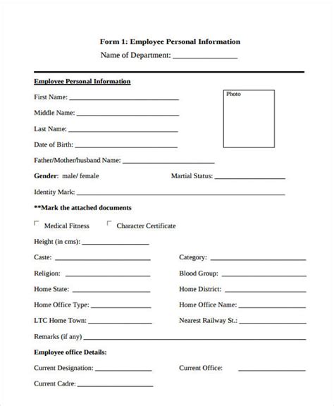 Free 12 Personal Information Forms In Pdf Ms Word