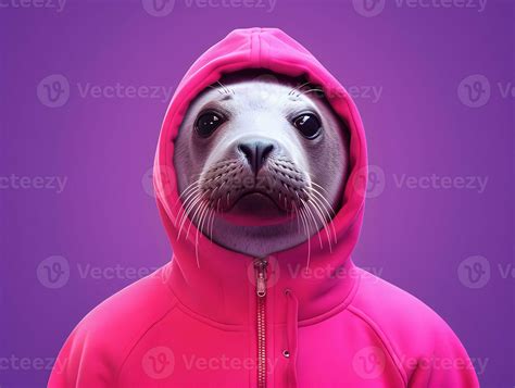 Adorable seal with hoodie. AI generated 25529599 Stock Photo at Vecteezy