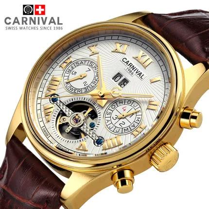 Luxury Brand Carnival Men Automatic Mechanical Gold Wrist Watches Large