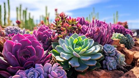 Premium AI Image | A photo of a cluster of succulents desert landscape ...