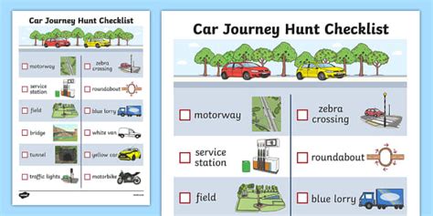 Car Journey Hunt Checklist Professor Feito Twinkl