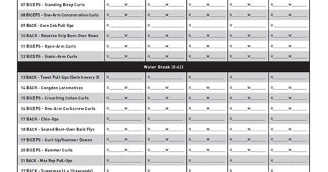 P90x Workout Sheets P90x Back And Biceps Free Pdf Download P90x