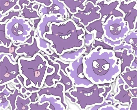 Cute Kawaii Gastly Haunter Gengar Bundle Ghost Pok Mon Spooky Sticker