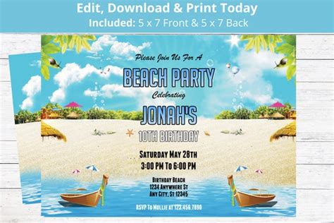 Free 20 Beautiful Beach Party Invitation Designs In Psd