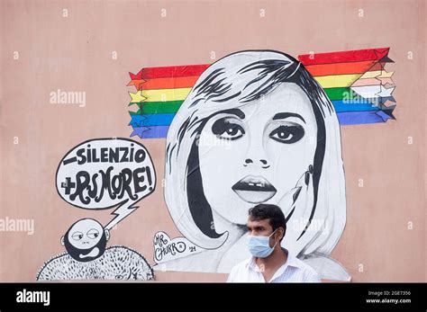 August Raffaella Carrà in the Roman Gay Street the tribute mural Stock Photo Alamy