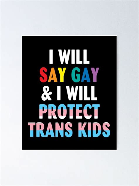 Póster Diré que soy gay y protegeré el orgullo LGBTQ de los niños trans de jenjandutt