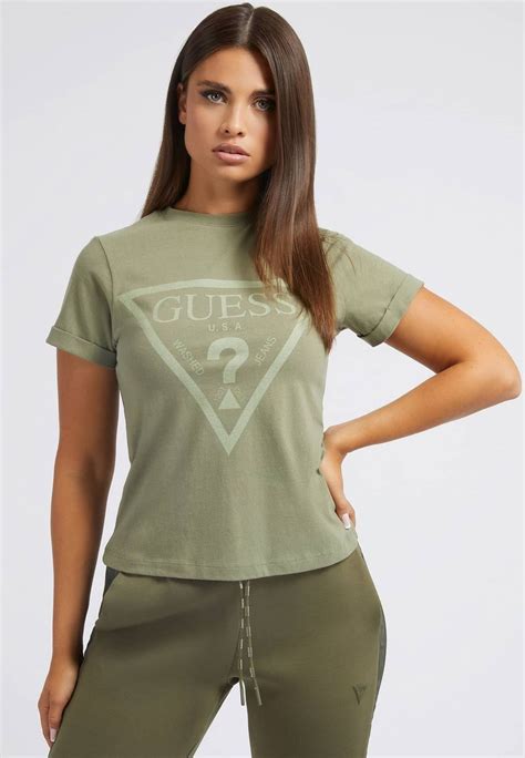 Guess T Shirt Med Print Grün Grön