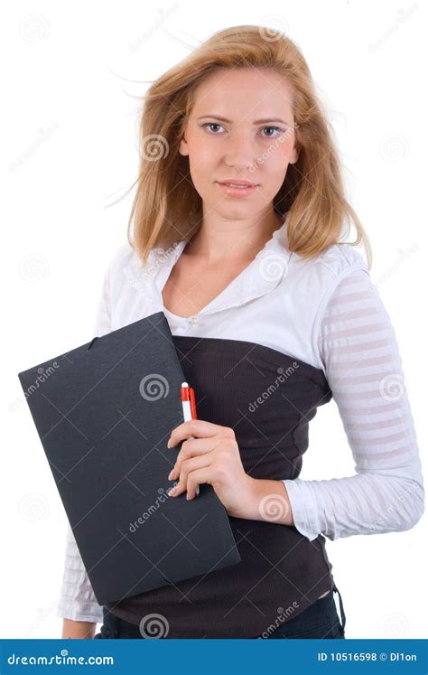 Portret Van Het Meisje Van De Blonde Van Het Bureau Stock Foto Image Of Mensen N