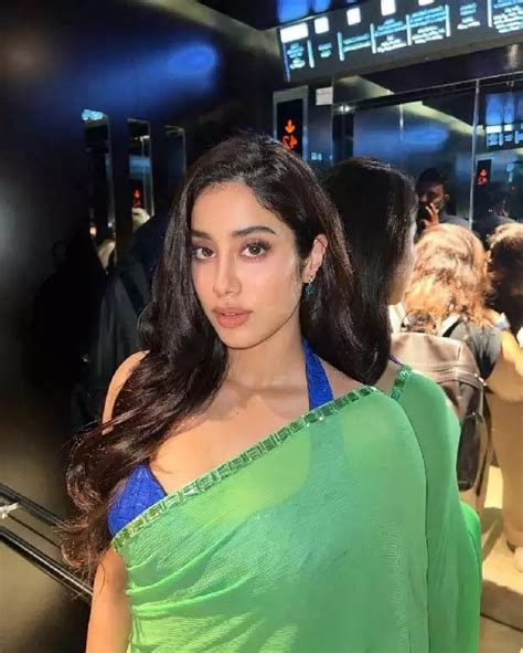 Janhvi Kapoor Looks Stunning In A Blue And Neon Green Saree At The