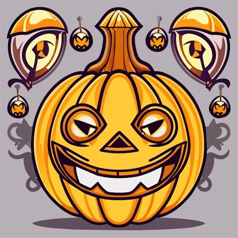 Premium Vector Scary Pumpkin Halloween Lantern Hand Drawn Flat Stylish Cartoon Sticker