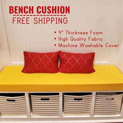 4 Thick Custom Bench Seat Cushion With Zipper Indoor Outdoor Seat