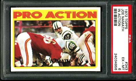 1972 TOPPS IN ACTION 343 JOE NAMATH JETS HOF PSA 6 EBay