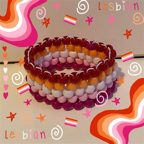 Lesbian Pride Kandi Cuff Bracelet Pride Lgbt Depop