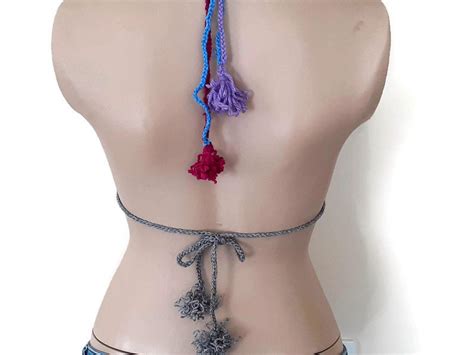 Crochet Bikini Top Bohemian Bikini Halter Top Boho Bikini Etsy