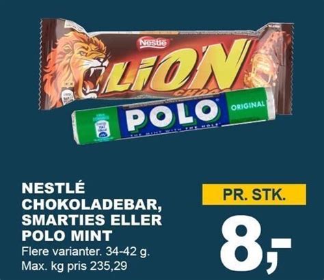 Nestlé chokoladebar smarties eller polo mint tilbud hos Let Køb