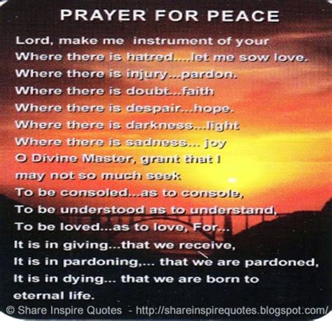 Prayer for PEACE... | Share Inspire Quotes - Inspiring Quotes | Love ...