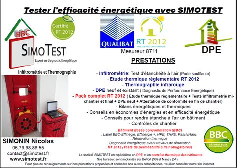 SIMOTEST Documentation plaquette infiltrométrie RT 2012