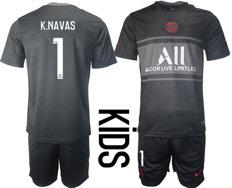 K Navas Kinder Paris Saint Germain Psg Ausweichtrikot Schwarz Rot