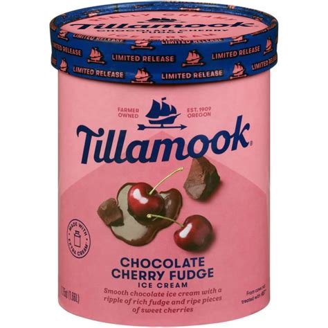 Tillamook Chocolate Cherry Fudge Ice Cream 56 Oz 175 Qt