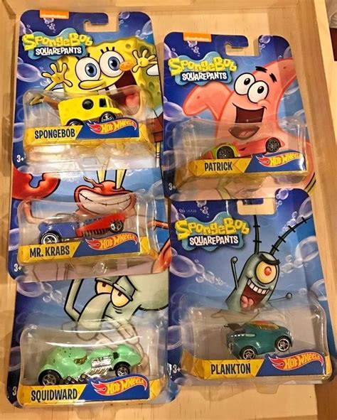 Spongebob Squarepants Hot Wheels Rare Nickelodeon Complete Set Of New