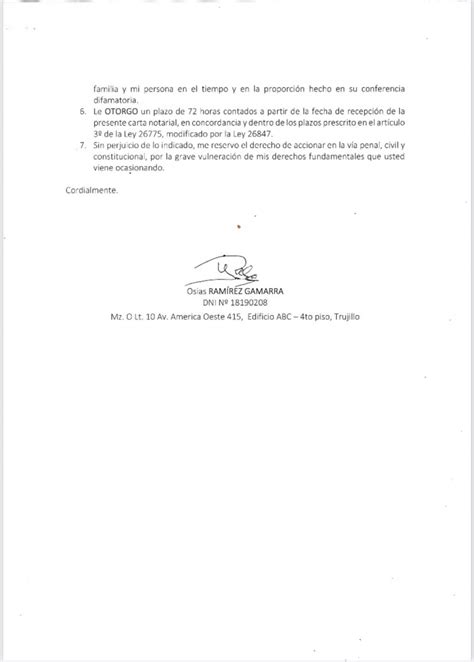 Osias Ramirez G on Twitter He cursado carta notarial a la señora