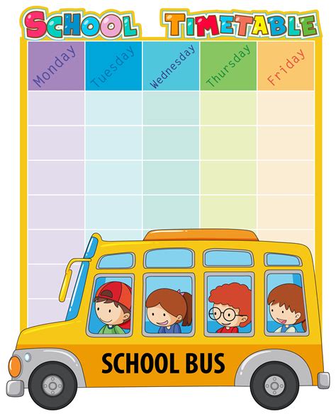 School timetable template with bus and kids 685427 Vector Art at Vecteezy