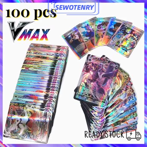 Jual COD 100PCS Kartu Pokemon TCG Vmax Hologram English Version Trading