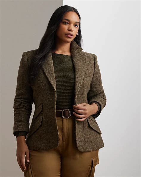 Wool Blend Herringbone Tweed Blazer For Women Ralph Lauren® Uk