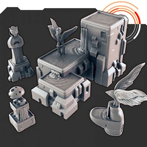 D Printable Sci Fi Scenery Fountains And Statues Support Free By