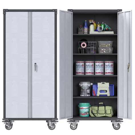 Buy Tall Metal Storage Cabinet With Wheels Rolling Garage Cabinet