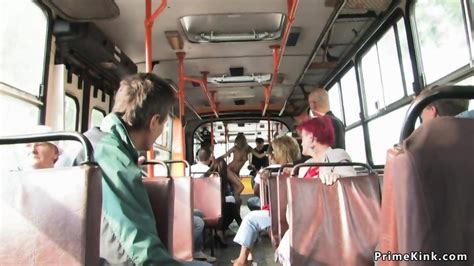 Handcuffed Blonde Anal Fucked In Public Bus