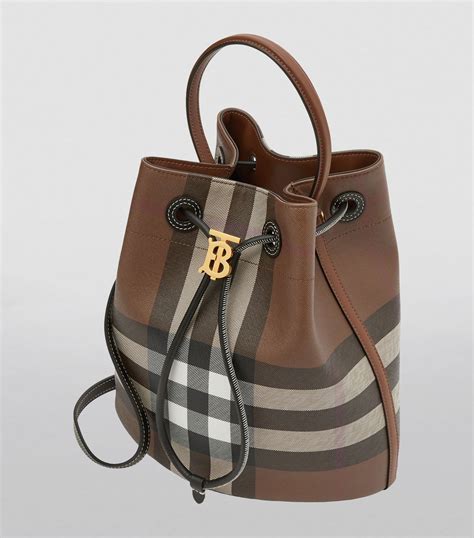 Burberry Leather Check Tb Monogram Bucket Bag Harrods Us