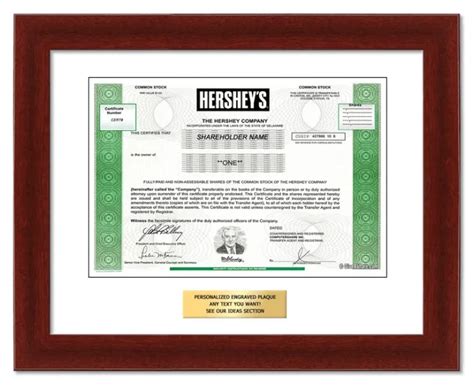 Hershey Foods Personalized Replica Stock Certificate