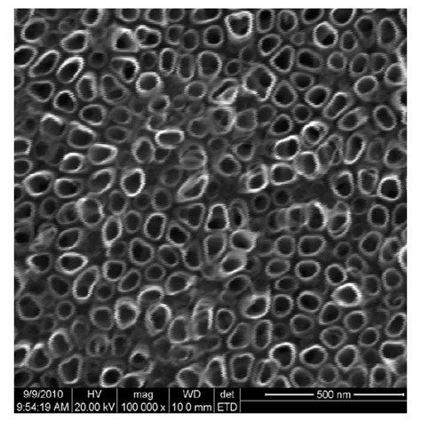 A Top View And B Cross Sectional FESEM Images Of The TiO2 Nanotube