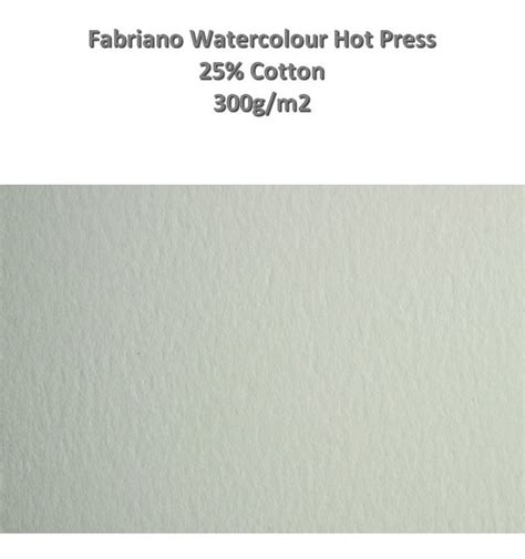Papel Fabriano Watercolour Hot Press 300g M2 56x76 25 Cotton COMPANHIA DO PAPEL