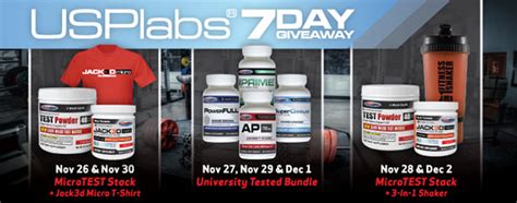 USP Labs 7 day giveaway, free supplement stacks from BB.com - Stack3d