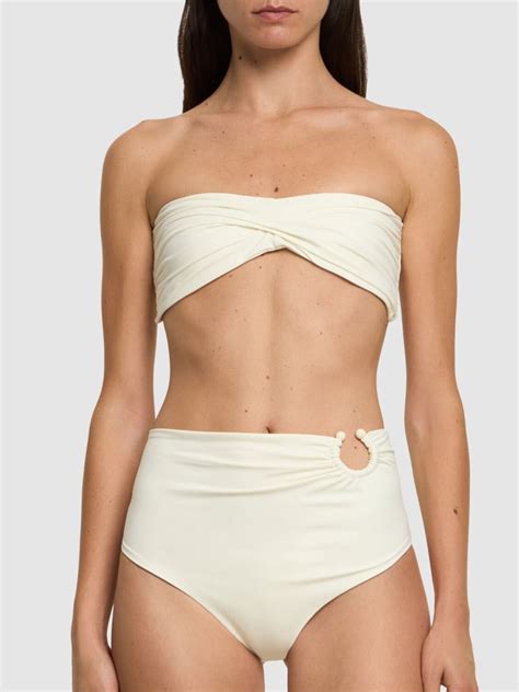 Ecru Tangarana Strapless Bikini Top Johanna Ortiz Women Luisaviaroma