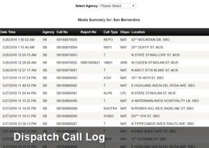 dispatch call log – San Bernardino County Sheriff's Department