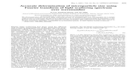 Accurate Determination Of Microparticle Size Using Fourier Transform Of