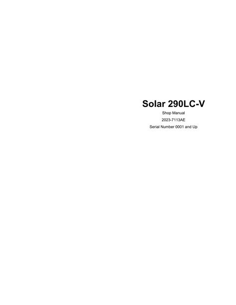 Daewoo Doosan Solar Lc V Excavator Service Repair Manual Pdf