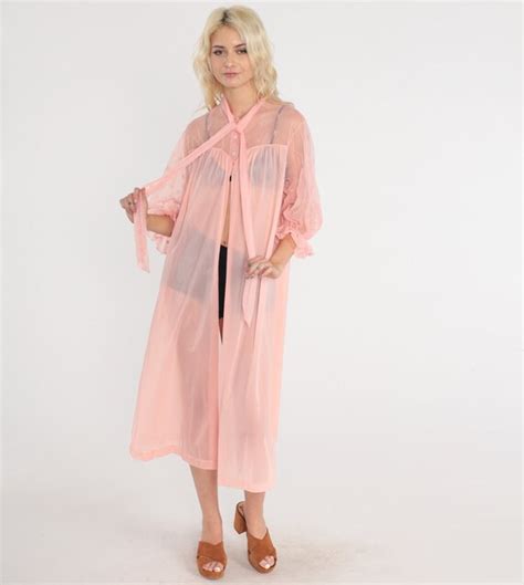 Sheer Pink Robe S Lingerie Robe Embroidered Open Ti Gem