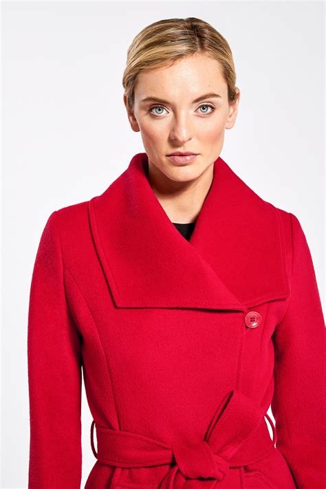 Sentaler Luxury Outerwear Long Wide Collar Wrap Coat Scarlet Red