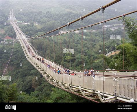 The Taiping Sky Bridge in Chiayi, Taiwan. This suspension bridge, at ...