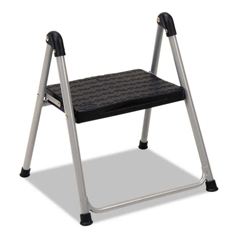 Cosco 1 Step Steel Folding Step Stool 200 Lbs Capacity 9 9 In Working Height Platinum Black