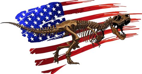 Ilustra O Do Esqueleto Do Tiranossauro T Rex Bandeira Americana